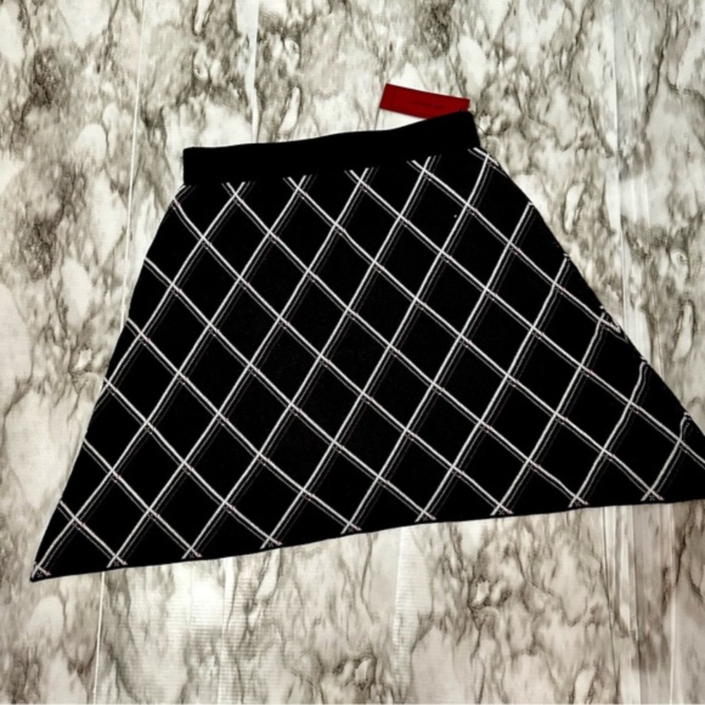 Love Scarlett Plaid Knit Preppy Skirt Women Size Petite Small Black White Pink